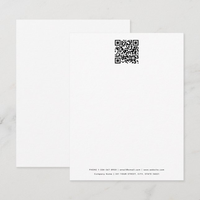 Minimalist Business QR Code Professional White Card (Front/Back)