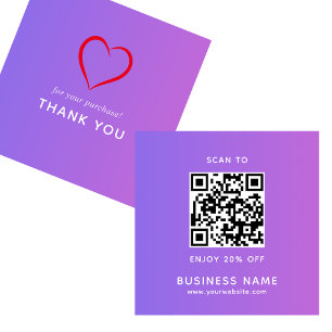 Minimalist Business QR Code Thank You Discount Card
