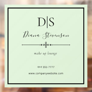 Minimalist Business Salon Name Initial Sage Green Window Cling