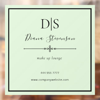 Minimalist Business Salon Name Initial Sage Green Window Cling