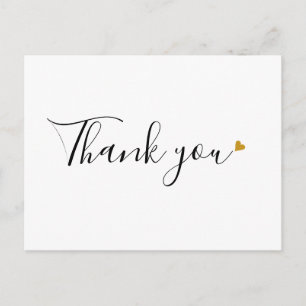 Minimalist Business Thank You Script  Gold Heart Postcard