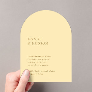 Minimalist Butter Yellow Modern Wedding Acrylic Invitations