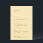 Minimalist Butter Yellow Modern Wedding Menu<br><div class="desc">Modern wedding menus featuring a simple and minimal layout with your details in serif fonts.</div>