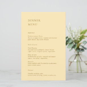 Minimalist Butter Yellow Modern Wedding Menu