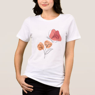 Minimalist Butterfly & Floral Line Art Tri-Blend Shirt