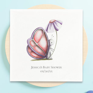 Minimalist Butterfly Flower Baby Shower Napkin