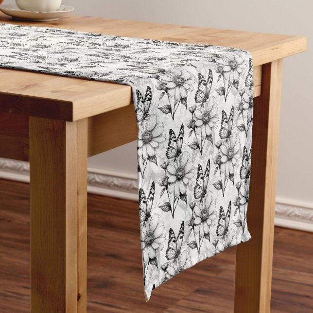 Minimalist Butterfly on Flower Pattern Design  Short Table Runner (Creator Uploaded)