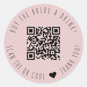 Minimalist Buy The Bride A Drink QR Code Classic Round Sticker