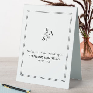 Minimalist BW Monogram Wildflower Wedding