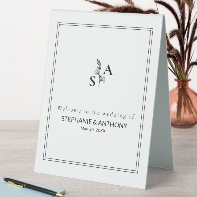 Minimalist BW Monogram Wildflower Wedding (In SItu (Table))