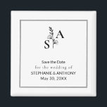 Minimalist BW Monogram Wildflower Wedding Magnet<br><div class="desc">Add a touch of elegance to your wedding with this monogrammed  wildflower save the date magnet,  designed to complement minimalist and nature-inspired styles. Ideal for  adding a unique detail to your wedding,  this magnet bring timeless sophistication to any occasion.</div>