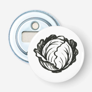 Minimalist Cabbage – Bold Ink Vegetable Design on Bottle Opener