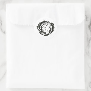 Minimalist Cabbage – Bold Ink Vegetable Design on Classic Round Sticker