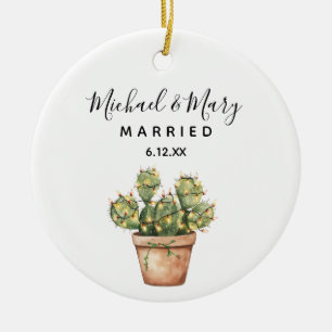 Minimalist Cactus Married Wedding Gift Ceramic Tree Decoration