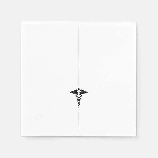 Minimalist Caduceus Symbol Napkins (Front)