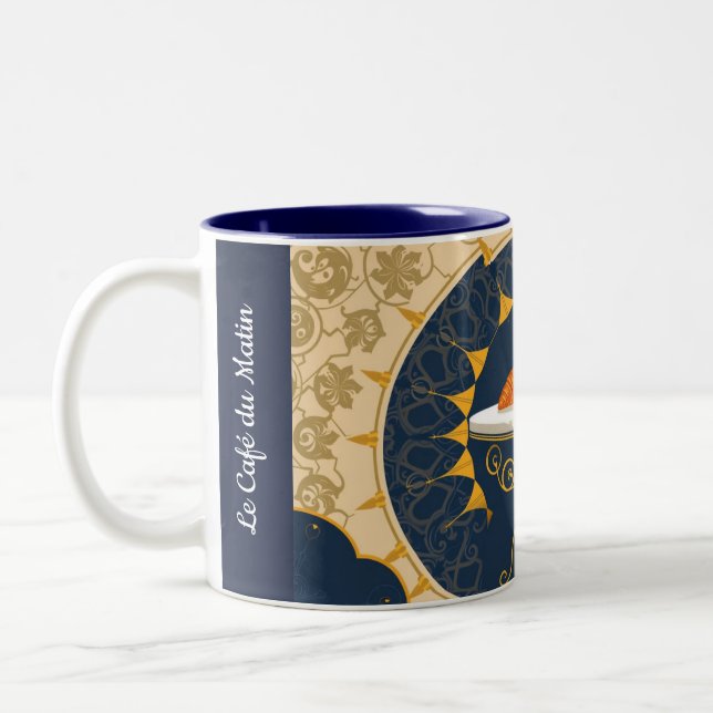 Minimalist Café au Lait French Typography Two-Tone Coffee Mug (Left)