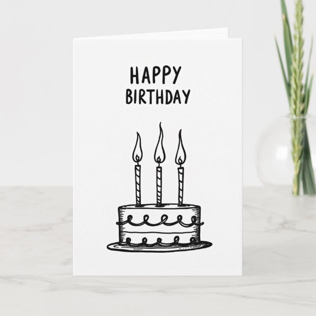Minimalist Cake Birthday Card (Front)