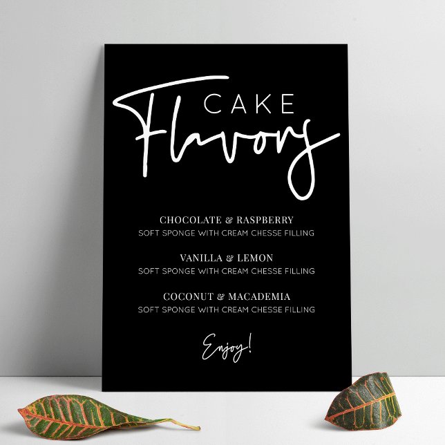 Minimalist Cake Flavors Menu Simple Black Modern Poster (Creator Uploaded)
