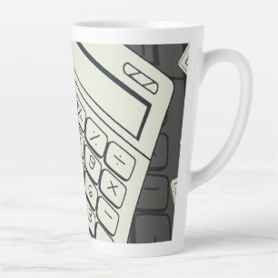 Minimalist Calculator and Math Pattern Illustratio Latte Mug