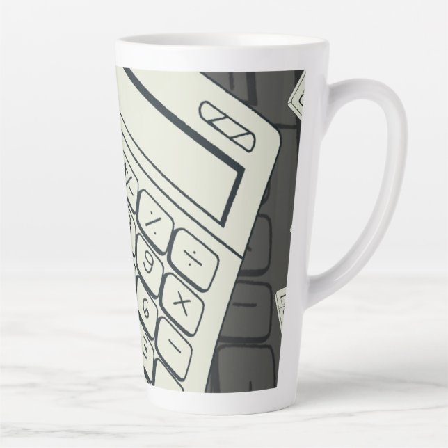 Minimalist Calculator and Math Pattern Illustratio Latte Mug (Right)