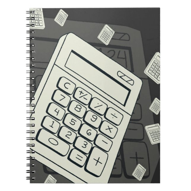 Minimalist Calculator and Math Pattern Illustratio Notebook (Front)