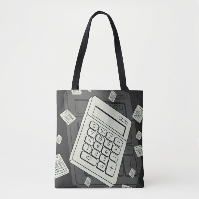 Minimalist Calculator and Math Pattern Illustratio Tote Bag (Front)