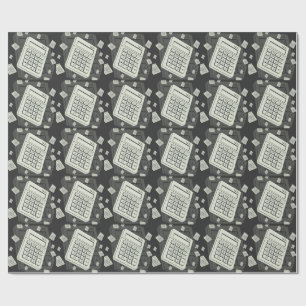 Minimalist Calculator and Math Pattern Illustratio Wrapping Paper