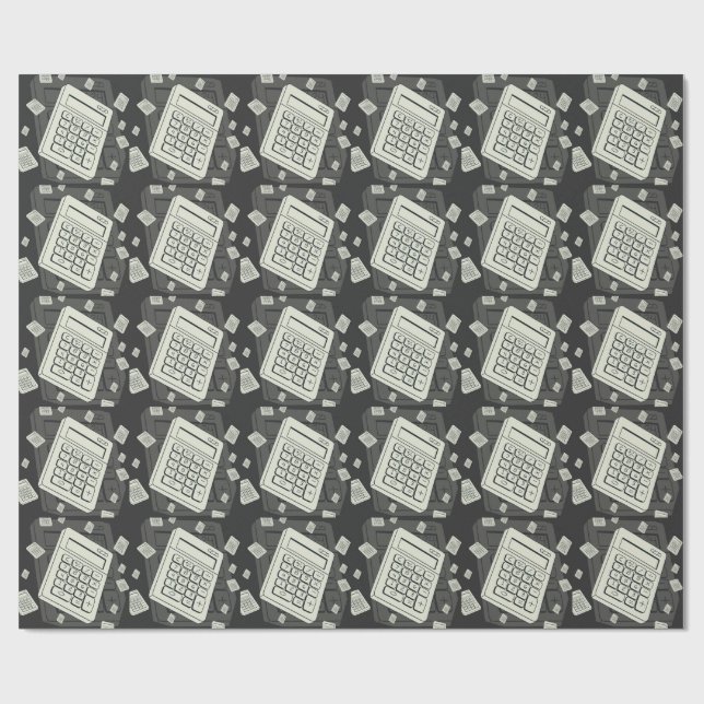 Minimalist Calculator and Math Pattern Illustratio Wrapping Paper (Flat)