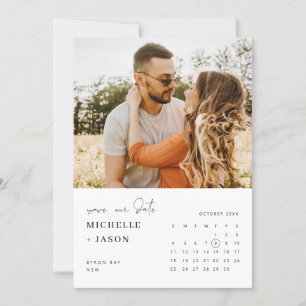 Minimalist calendar photo Save the Date Invitation
