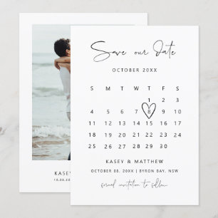 Minimalist calendar photo Save the Date Invitation