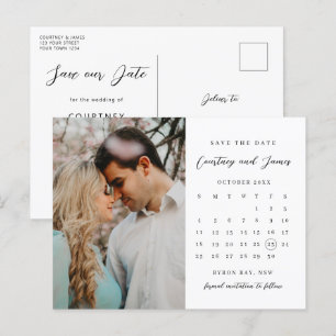 Minimalist calendar photo Save the Date Invitation Postcard