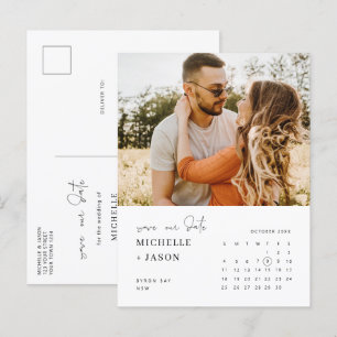 Minimalist calendar photo Save the Date Invitation Postcard