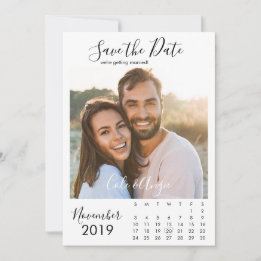 Minimalist Calendar Save The Date with Photo