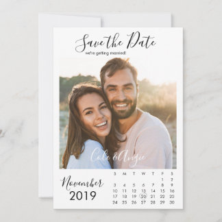 Minimalist Calendar Save The Date with Photo
