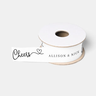 Minimalist Calligraphic Cheers Custom Wedding Grosgrain Ribbon