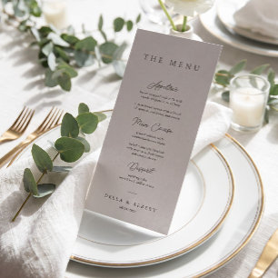 Minimalist Calligraphic Light Grey Wedding Menu