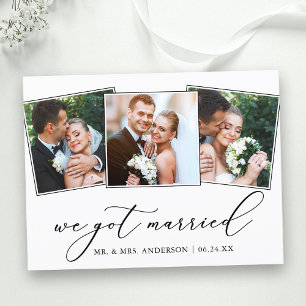 Minimalist Calligraphy 3 Photo We Got Married Postcard