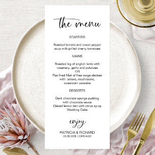 Minimalist Calligraphy 4x9 Wedding Menu Cards