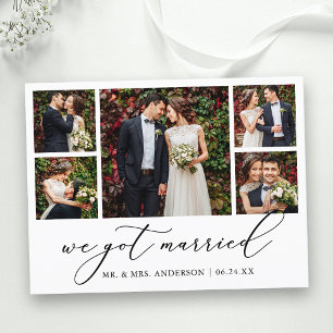 Minimalist Calligraphy 5 Photo We Got Married Postcard