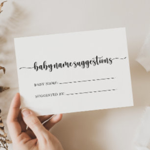 Minimalist Calligraphy Baby Name Suggestions Card