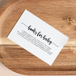 Minimalist Calligraphy Baby Shower Book Request  E Enclosure Card