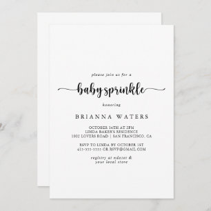 Minimalist Calligraphy Baby Sprinkle Invitation