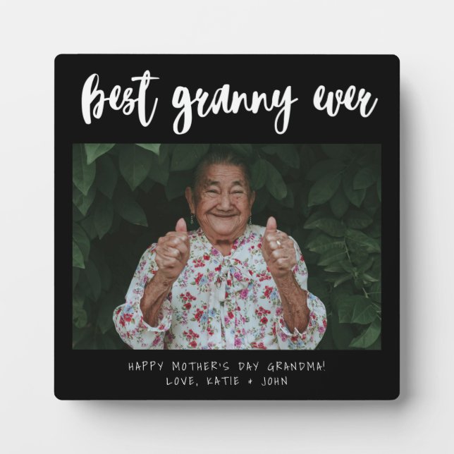  Minimalist Calligraphy Best Granny Ever Photo Plaque (Front)