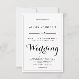 Minimalist Calligraphy Black Border Wedding Invitation
