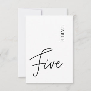 Minimalist Calligraphy Black White Table Five Invitation