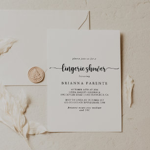 Minimalist Calligraphy Bridal Lingerie Shower  Invitation