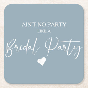 Minimalist Calligraphy Bridal Party Square Paper Coaster
