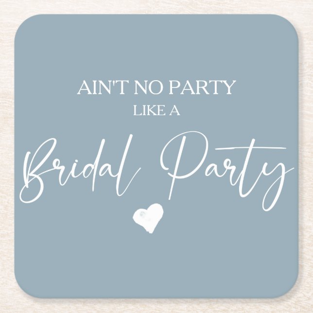 Minimalist Calligraphy Bridal Party Square Paper Coaster (Front)