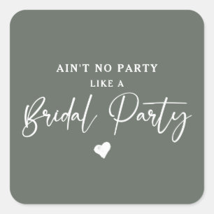 Minimalist Calligraphy Bridal Party Square Sticker