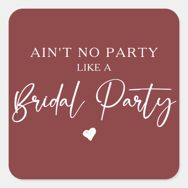 Minimalist Calligraphy Bridal Party Square Sticker (Front)